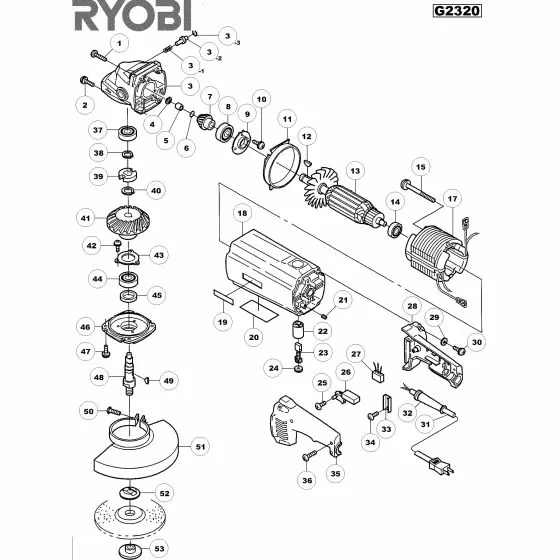 Ryobi G2320 Spare Parts List Type: 1000025097